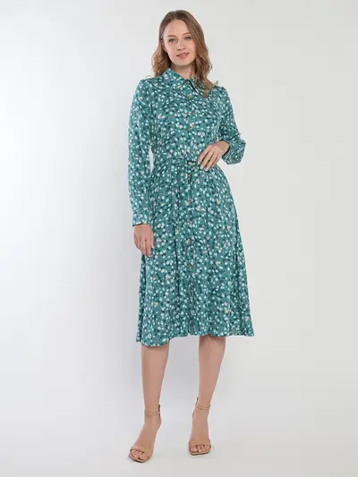 Платье-рубашка приталенного кроя из смесовой вискозы